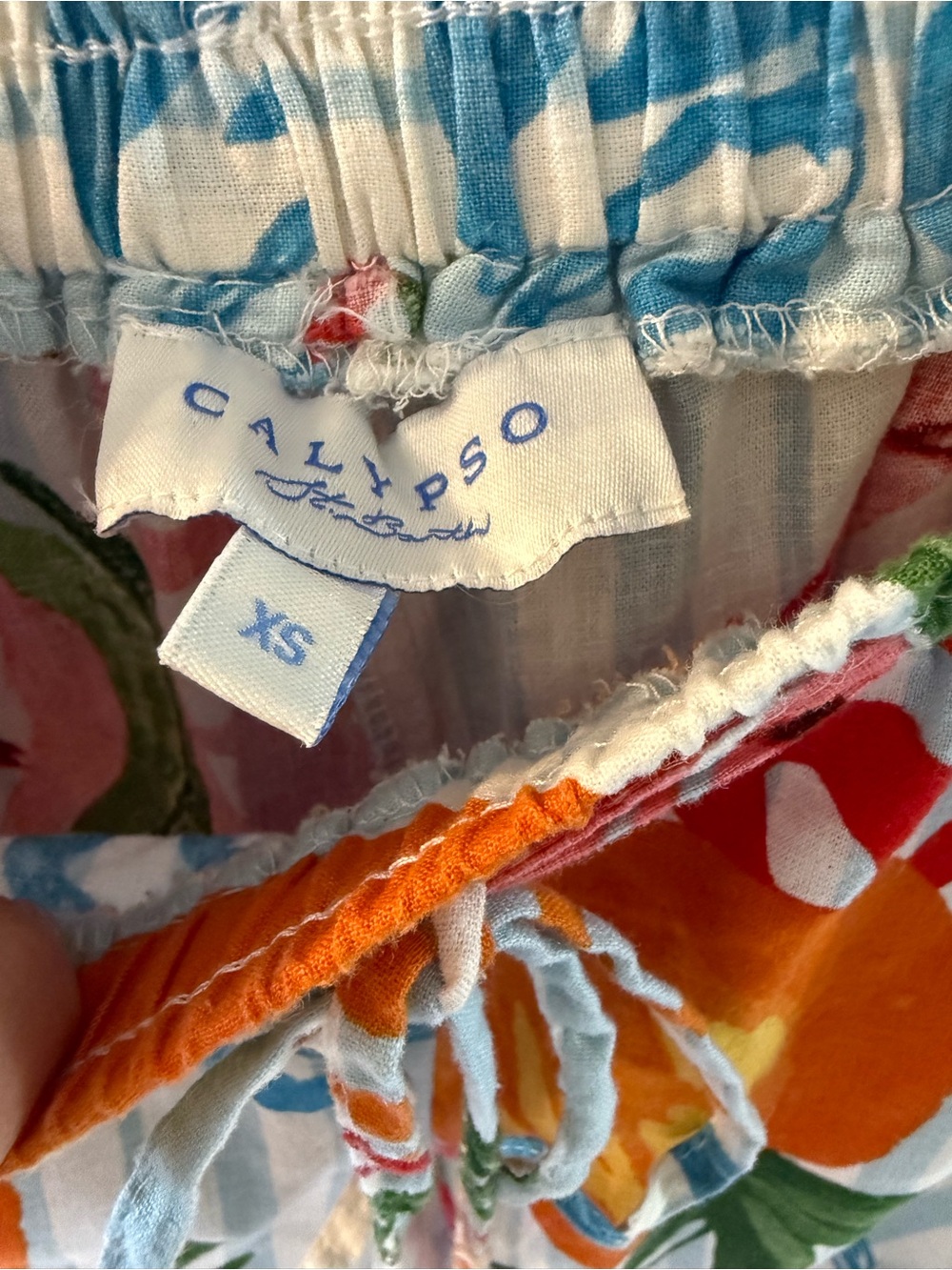 CALYPSO Tropical Fruit Print Wide Leg Lounge Pants - Multicolor, XS - Picture 2 of 7